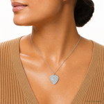 SS Rh-plt Engraveable Heart Patterned Polished Front/Satin Back Disc - Model Shot