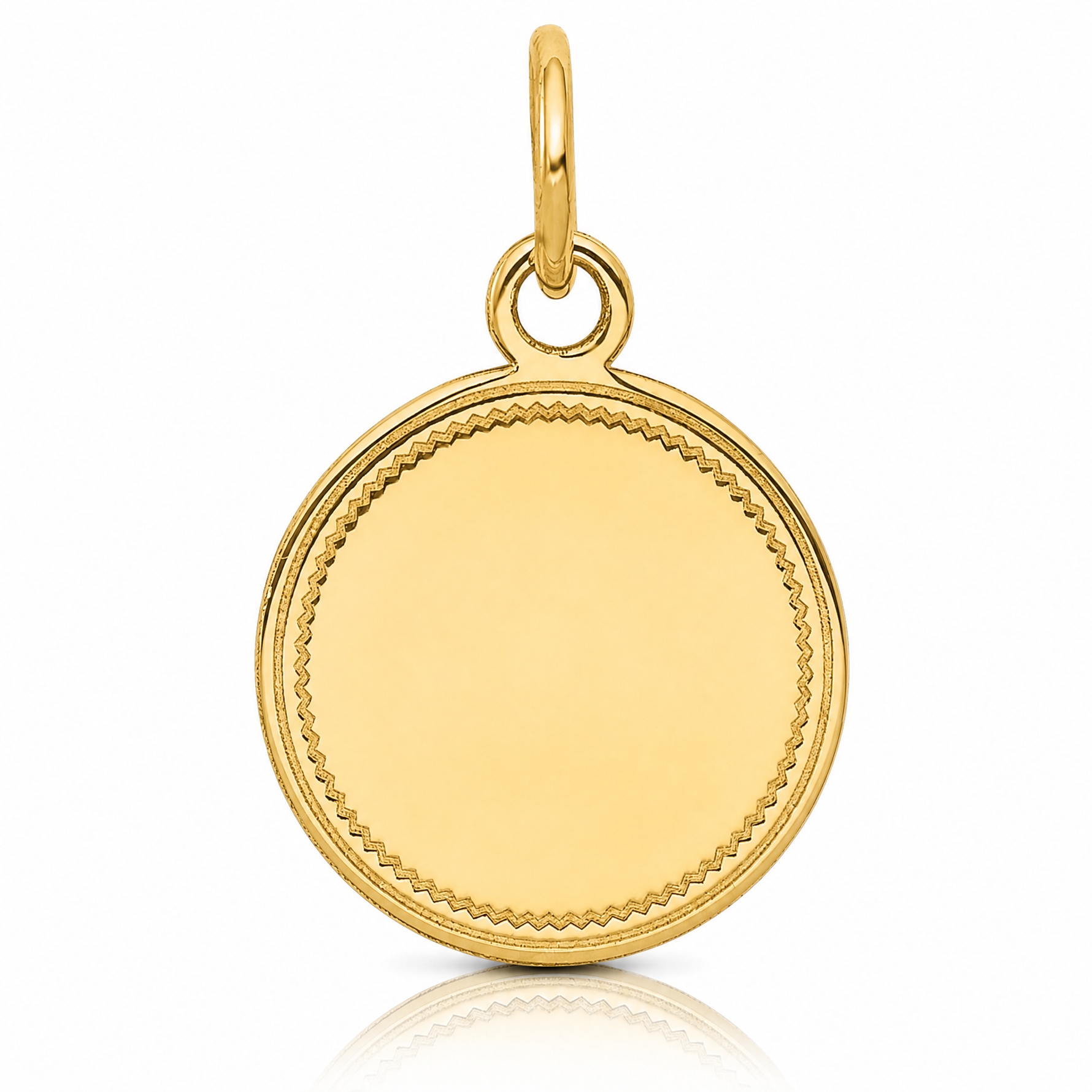 14k Plain .018 Gauge Engravable Round Disc Charm - Lifestyle View