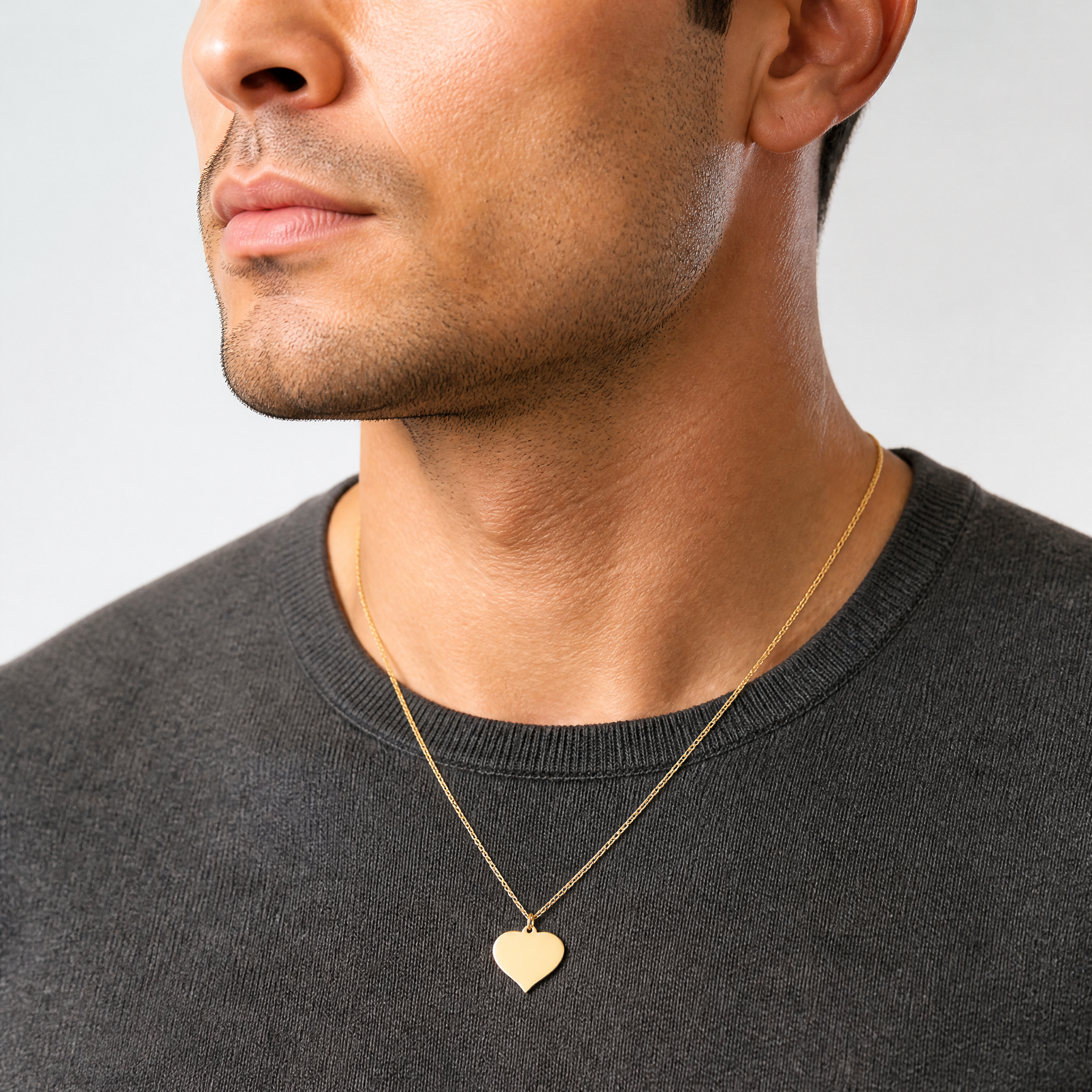 14K Heart Disc Charm - Model Shot