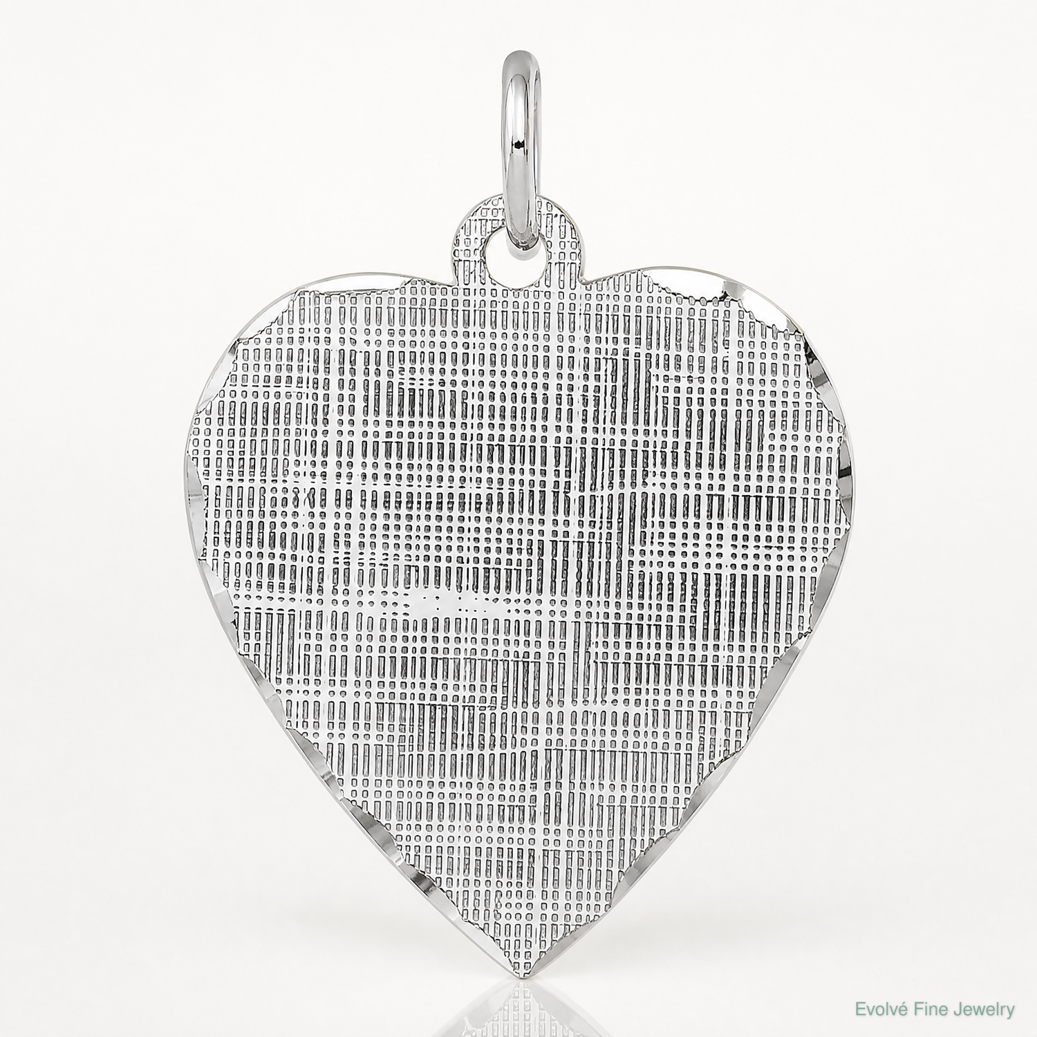 SS Rh-plt Engraveable Heart Patterned Polished Front/Satin Back Disc - Lifestyle View