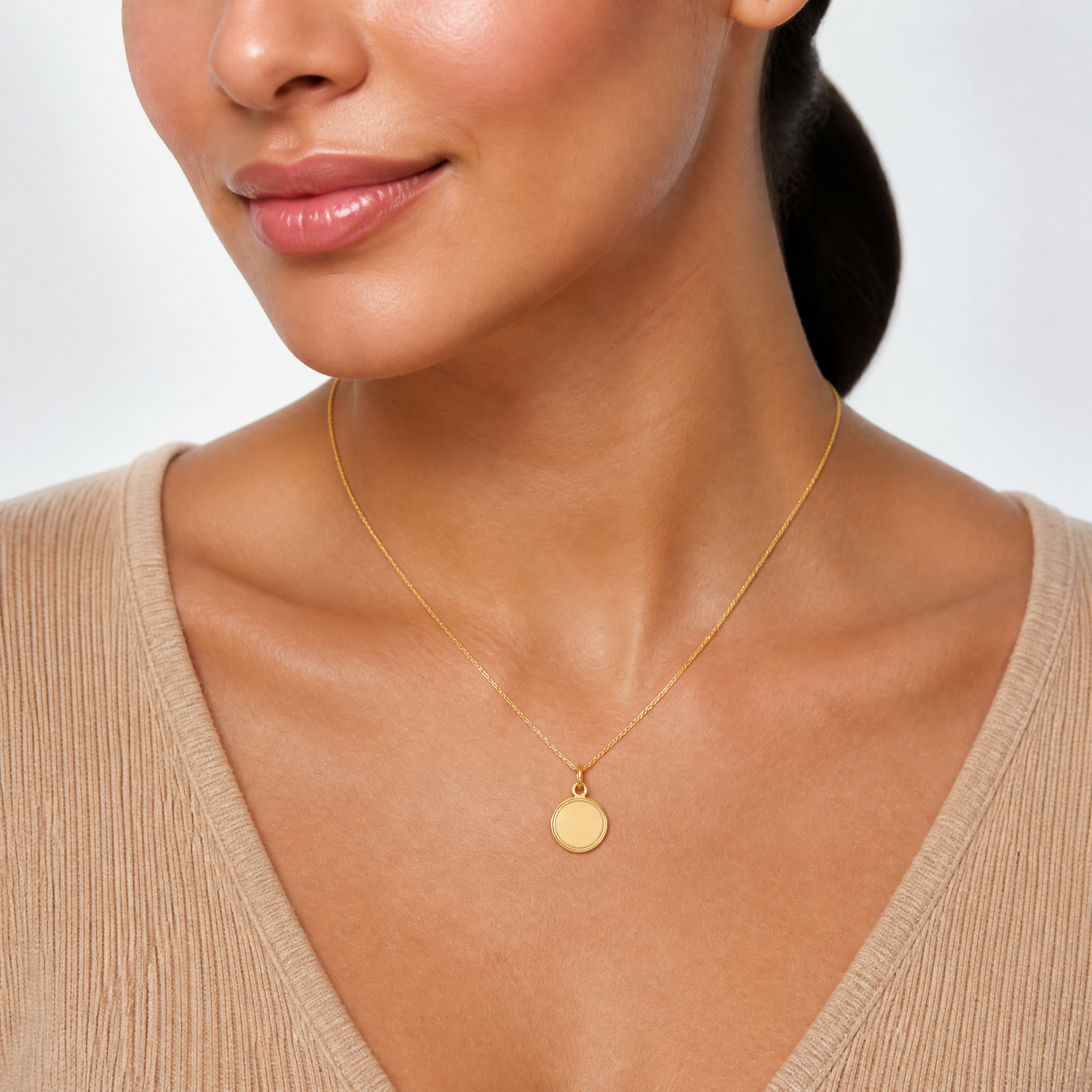 14k Plain .018 Gauge Engravable Round Disc Charm - Model Shot