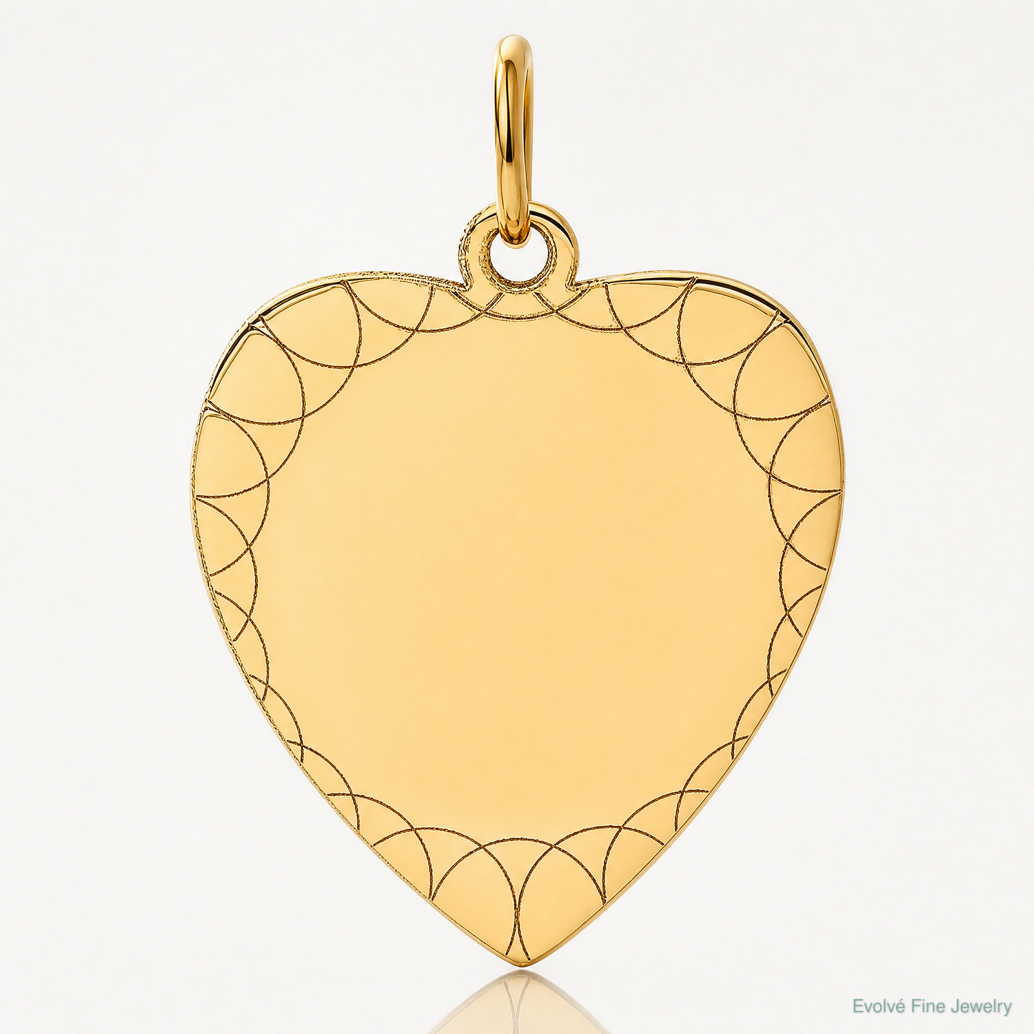 14k Etched .018 Gauge Engravable Heart Disc Charm - Lifestyle View