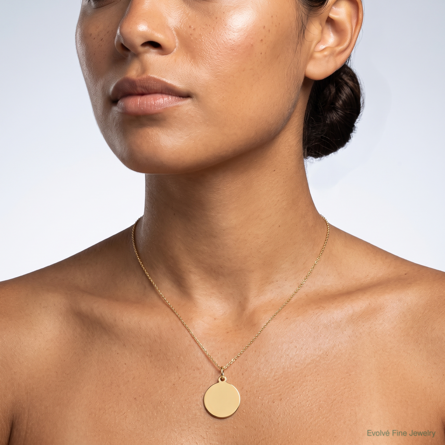 14k Plain .018 Gauge Circular Engravable Disc Charm - Model Shot