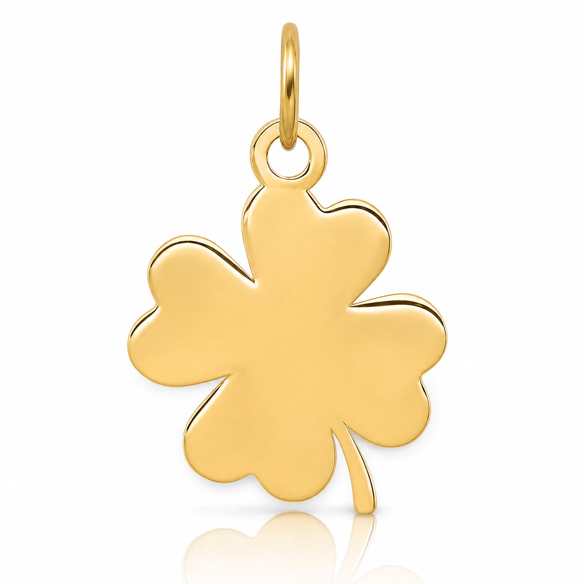 14k Plain .018 Gauge Engravable Clover Disc Charm - Lifestyle View