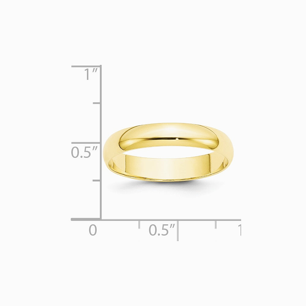 10K Yellow Gold 10KY 4mm LTW Half Round Band Size 10 - Product Photo