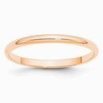 10K Rose Gold 2mm LTW Half Round Band Size 10 - Product Photo