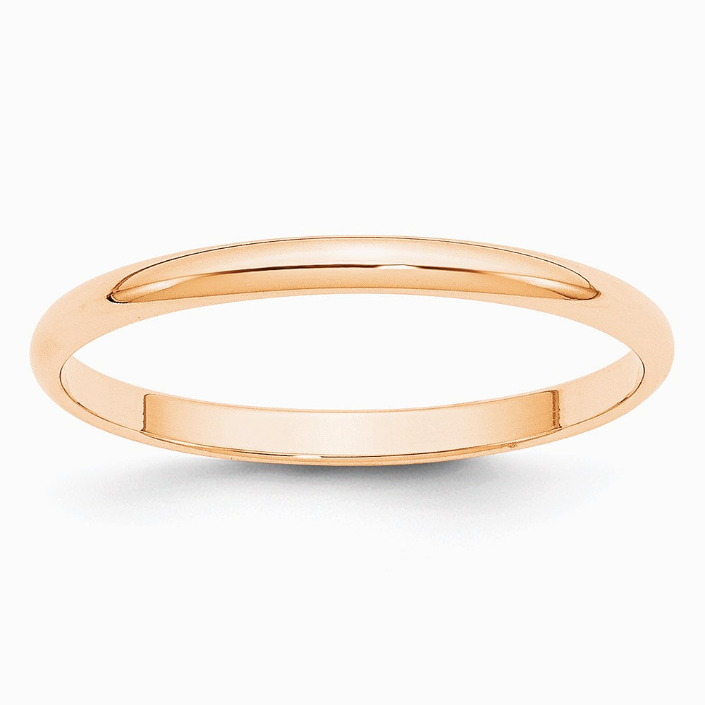 10K Rose Gold 2mm LTW Half Round Band Size 10 - Product Photo
