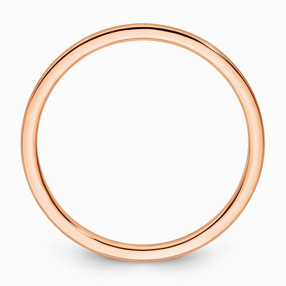 10K Rose Gold 1.2mm Half Round Satin Stackable Band Size 10 - Product Photo