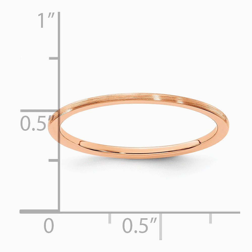 10K Rose Gold 1.2mm Half Round Satin Stackable Band Size 10 - Product Photo