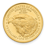 22K Yellow Gold 1/10th oz American Eagle Coin - Product Photo
