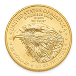 22K Yellow Gold 1/2 oz American Eagle Coin - Product Photo