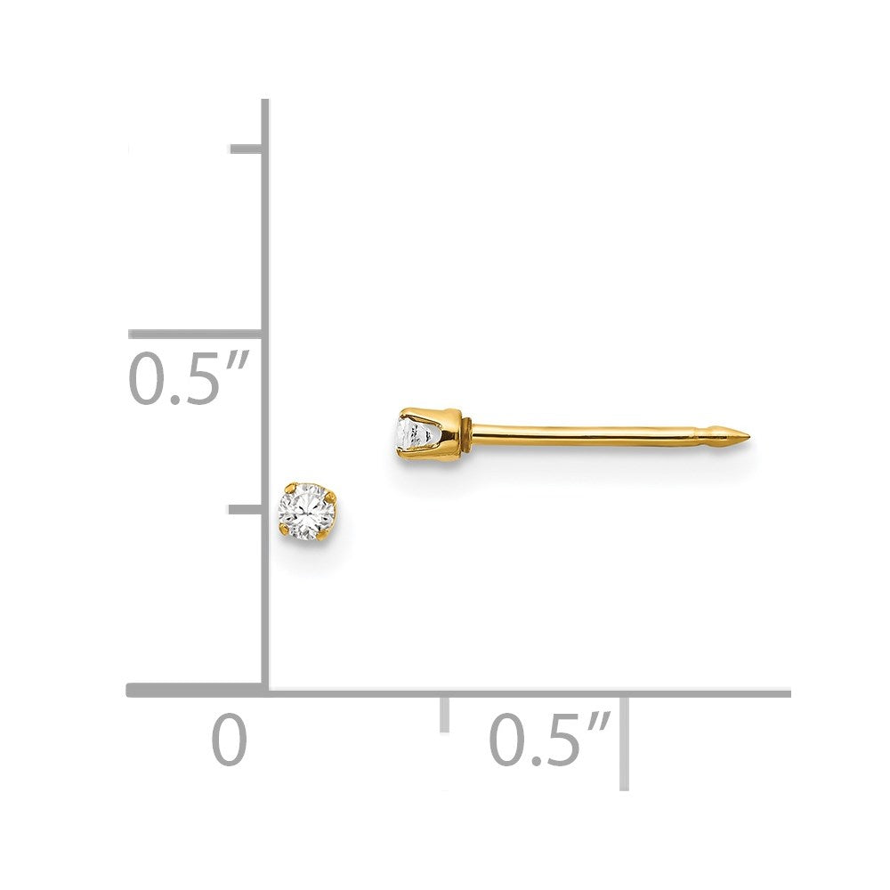 Inverness 14k 2mm CZ Earrings - Product Photo