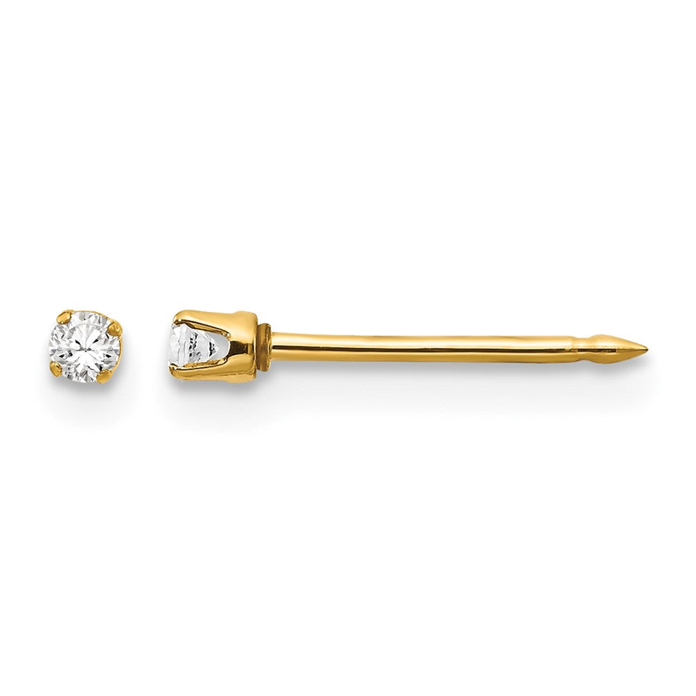 14K Yellow Gold 2mm CZ Earrings