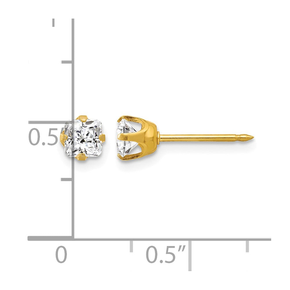 Inverness 14k 5mm Sq. Princess CZ Post Earrings - Product Photo