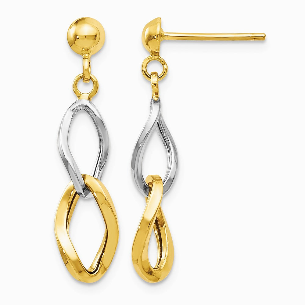 14K Two-tone Polished Post Dangle Earrings