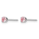 Inverness 14k White 3mm Pink CZ Earrings - Product Photo