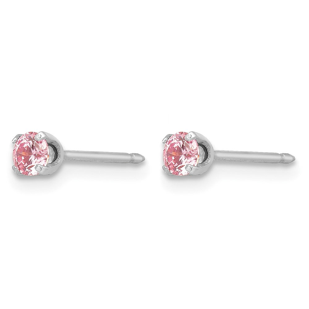 Inverness 14k White 3mm Pink CZ Earrings - Product Photo