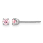 Inverness 14k White 3mm Pink CZ Earrings - Product Photo