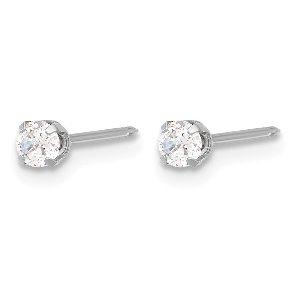 Inverness 14K White Gold 3mm CZ Long Post Earrings - Product Photo