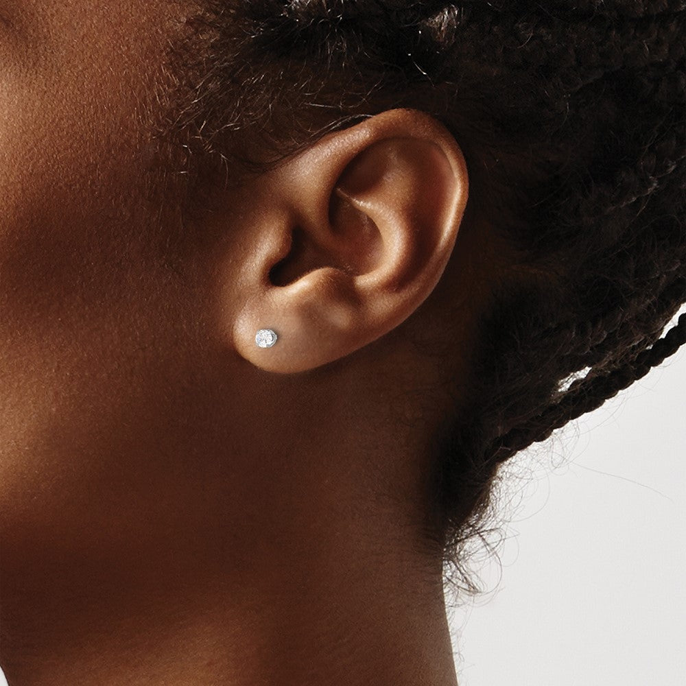Inverness 14K White Gold 3mm CZ Long Post Earrings - Product Photo