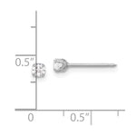 Inverness 14K White Gold 3mm CZ Long Post Earrings - Product Photo