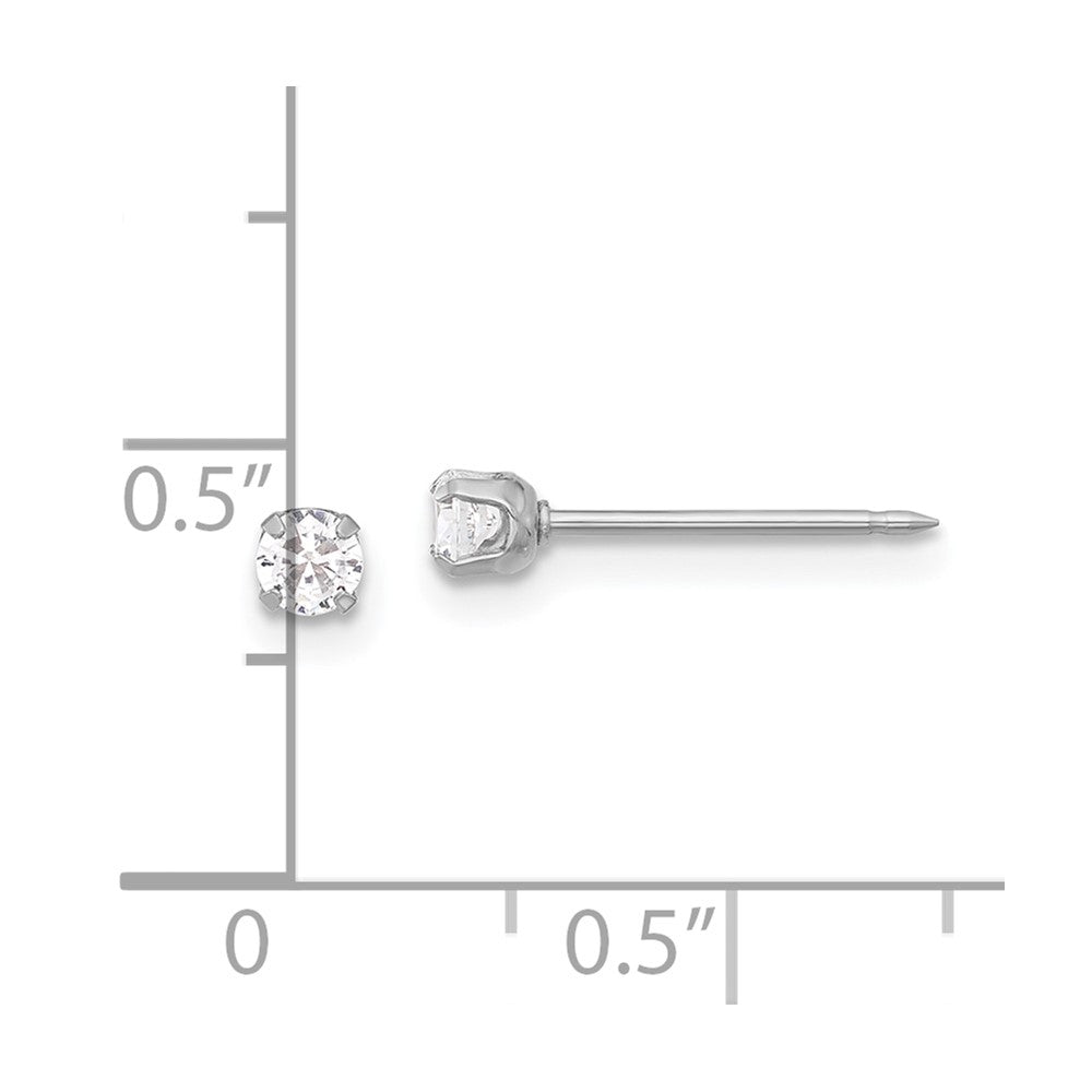Inverness 14K White Gold 3mm CZ Long Post Earrings - Product Photo