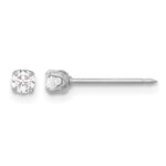 Inverness 14K White Gold 3mm CZ Long Post Earrings - Product Photo