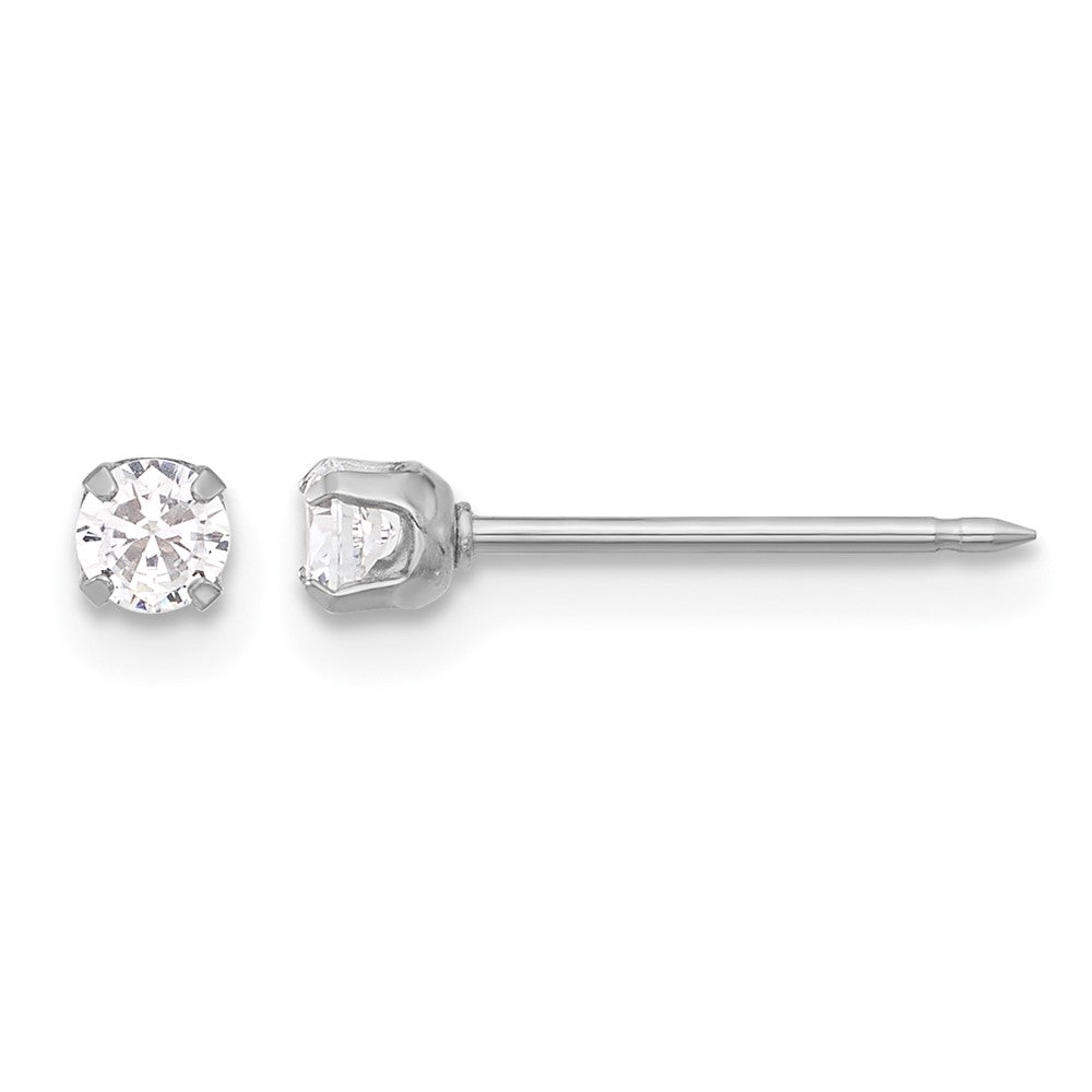 Inverness 14K White Gold 3mm CZ Long Post Earrings - Product Photo