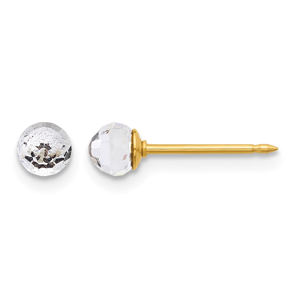 Inverness 14K Polished 4mm Crystal Faceted Ball Post Earrings - Product Photo