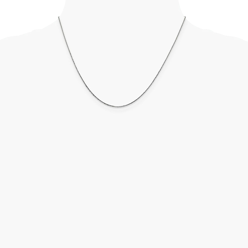 14K White Gold .8mm Diamond-Cut Quadra Wheat Chain Necklace 16"-24" - Product Photo