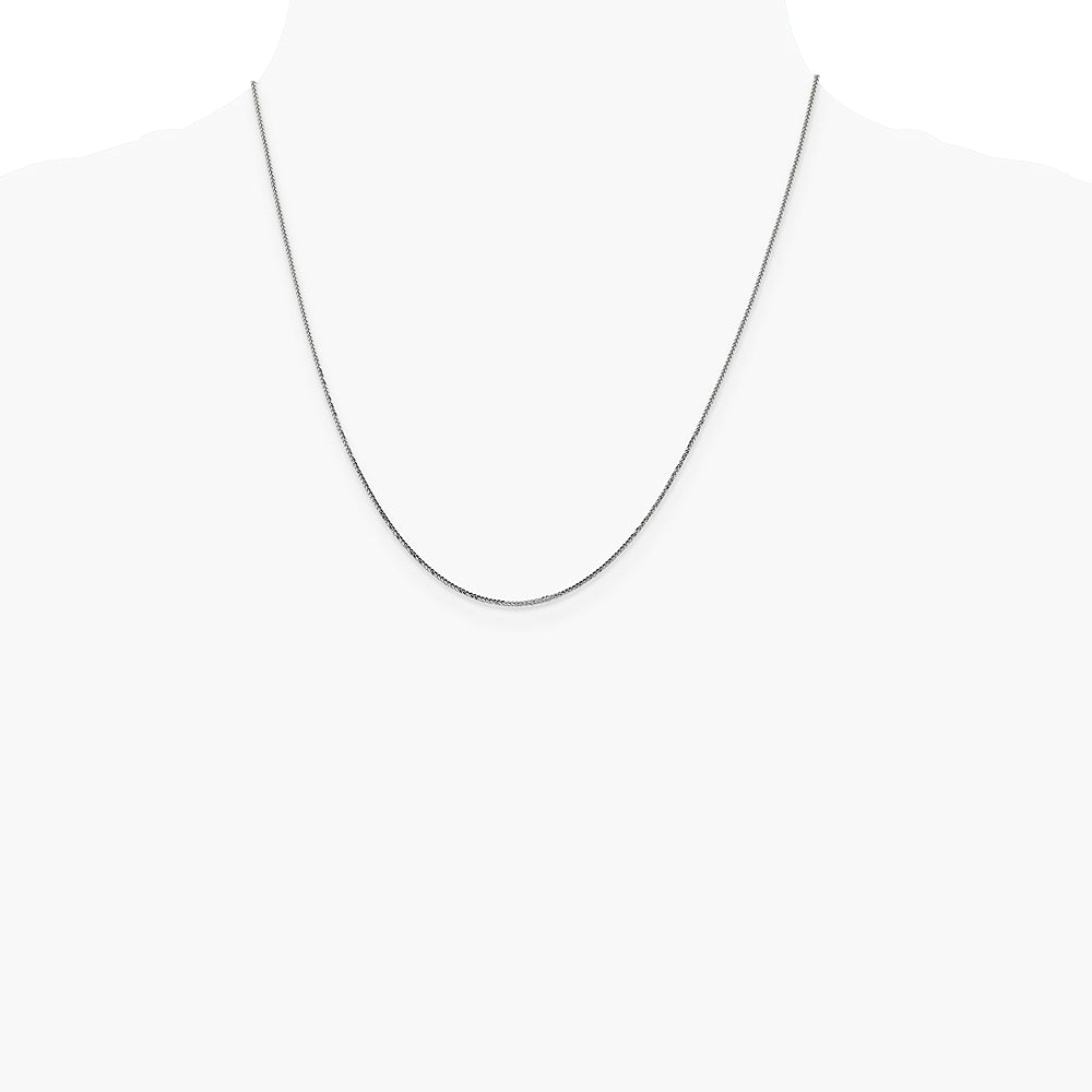 14K White Gold .8mm Diamond-Cut Quadra Wheat Chain Necklace 16"-24" - Product Photo