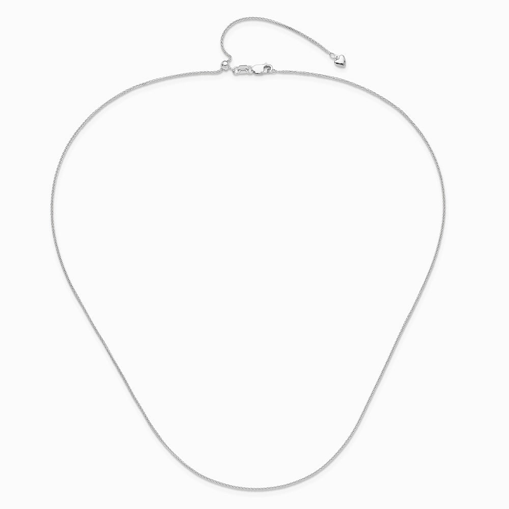 14K White Gold Adjustable 1mm Wheat Chain Necklace 22"-30" - Product Photo