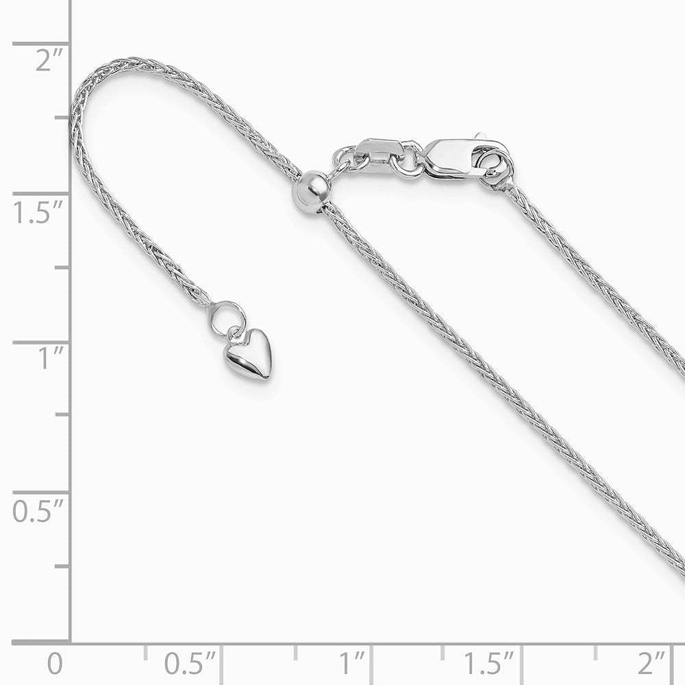 14K White Gold Adjustable 1.4mm Wheat Chain Necklace 22"-30" - Product Photo