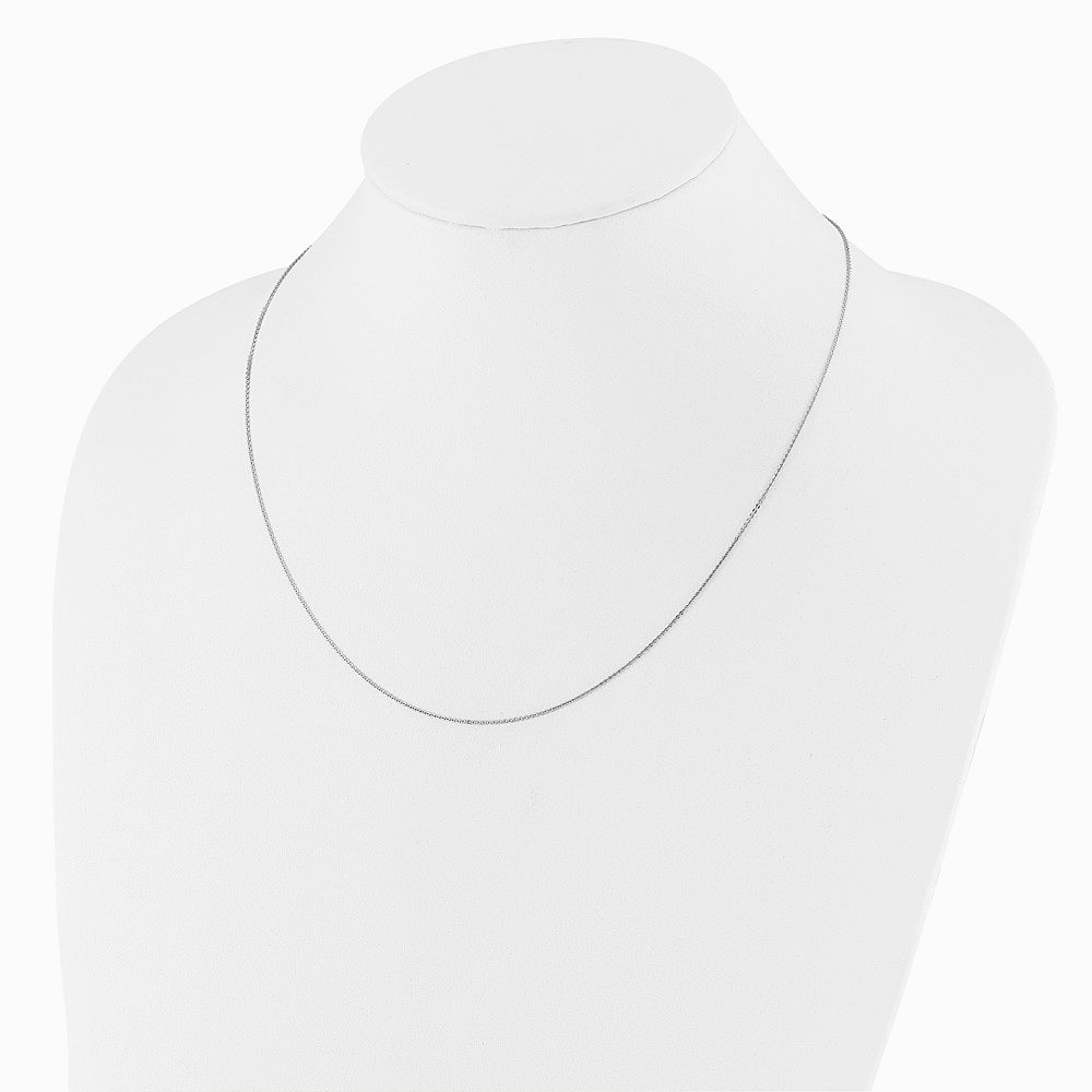 14K White Gold Adjustable 1.2mm Flat Cable Chain Necklace 22"-30" - Product Photo