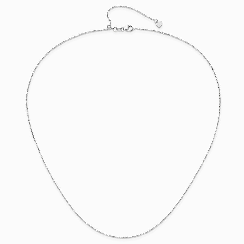 14K White Gold Adjustable 1.2mm Flat Cable Chain Necklace 22"-30" - Product Photo