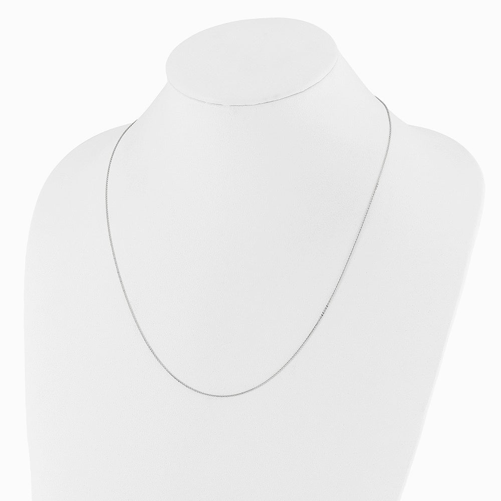 14K White Gold Adjustable 1.2mm Flat Cable Chain Necklace 22"-30" - Product Photo