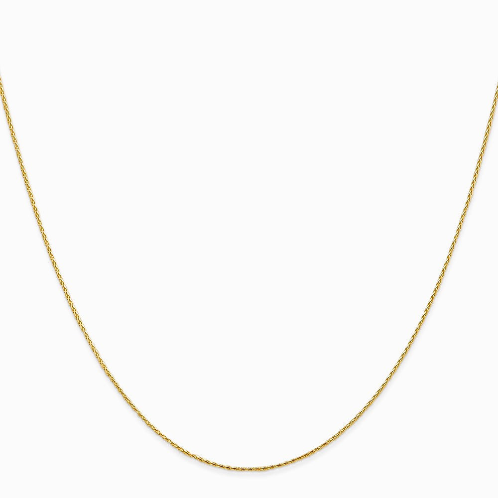 14K Yellow Gold .8 mm Diamond-Cut Wheat Chain Necklace 16"-24" - Product Photo