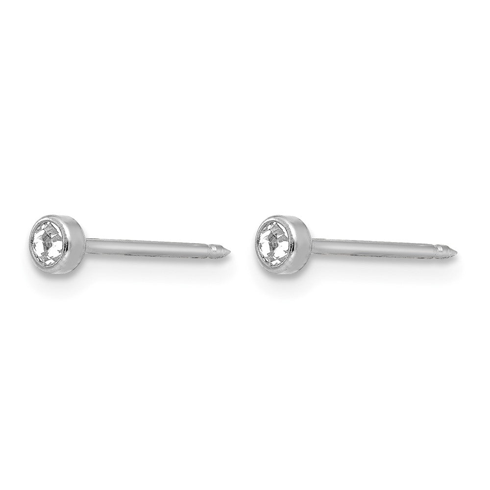 Inverness 14k White 3mm Crystal Bezel Earrings - Product Photo
