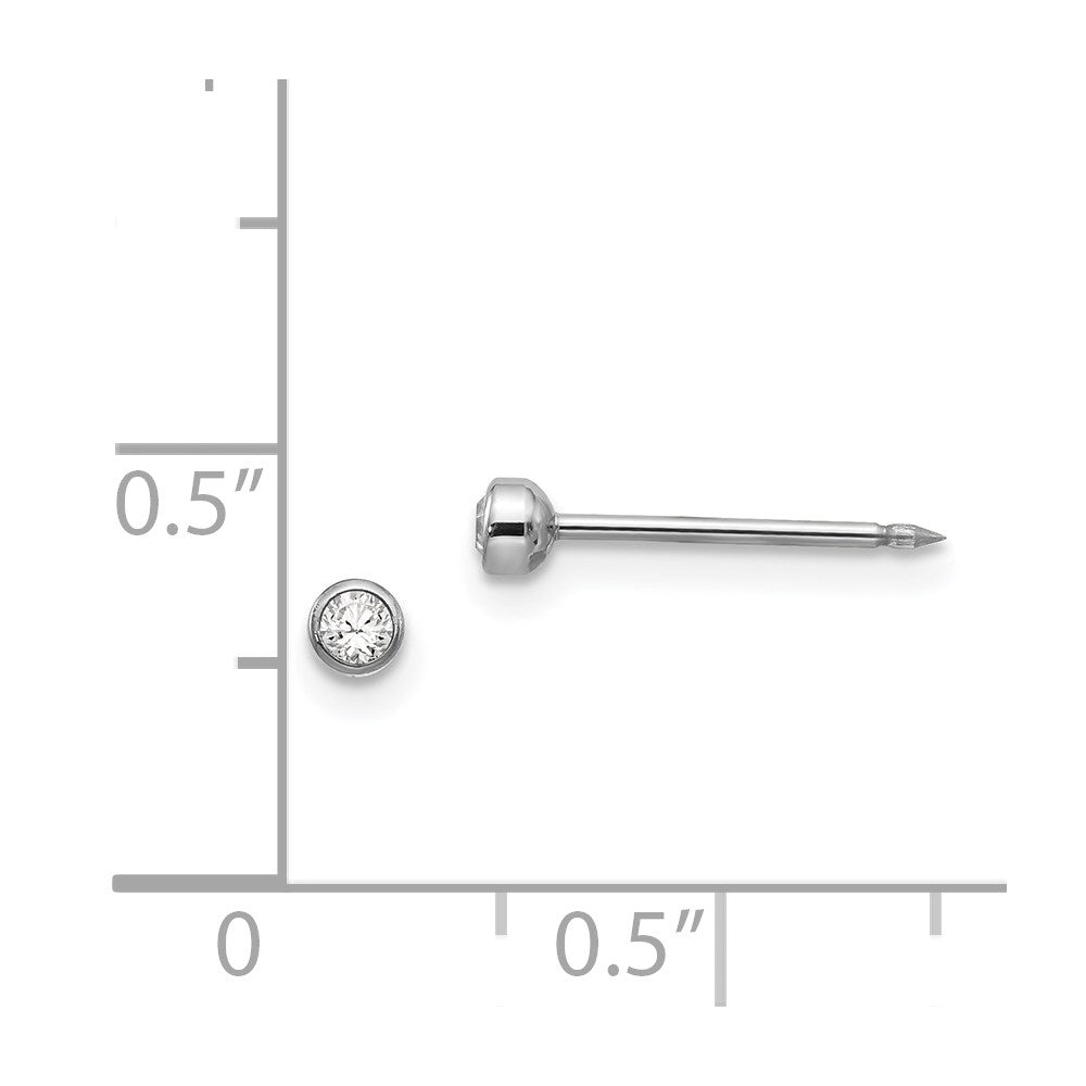 Inverness 14k White 3mm Crystal Bezel Earrings - Product Photo