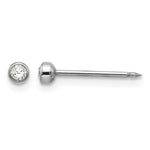 Inverness 14k White 3mm Crystal Bezel Earrings - Product Photo