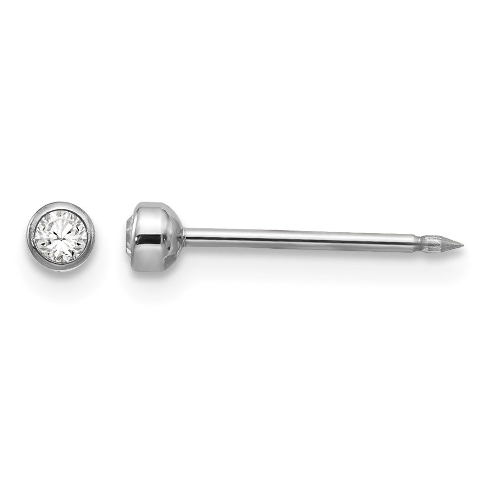 14K White 3mm Crystal Bezel Earrings