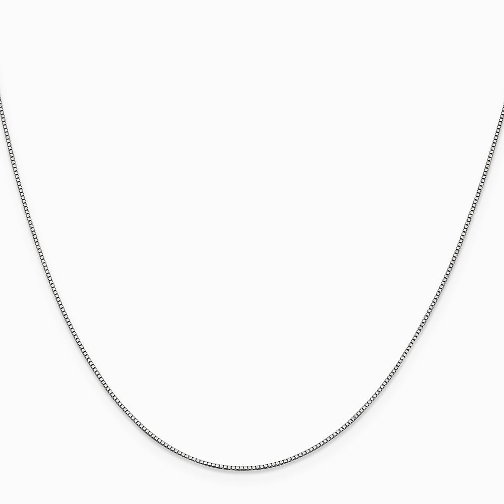 14K White Gold .7mm Box with Lobster Clasp Chain Necklace 16"-30" - Product Photo