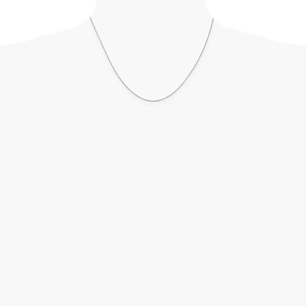 14K White Gold .7mm Box with Lobster Clasp Chain Necklace 16"-30" - Product Photo