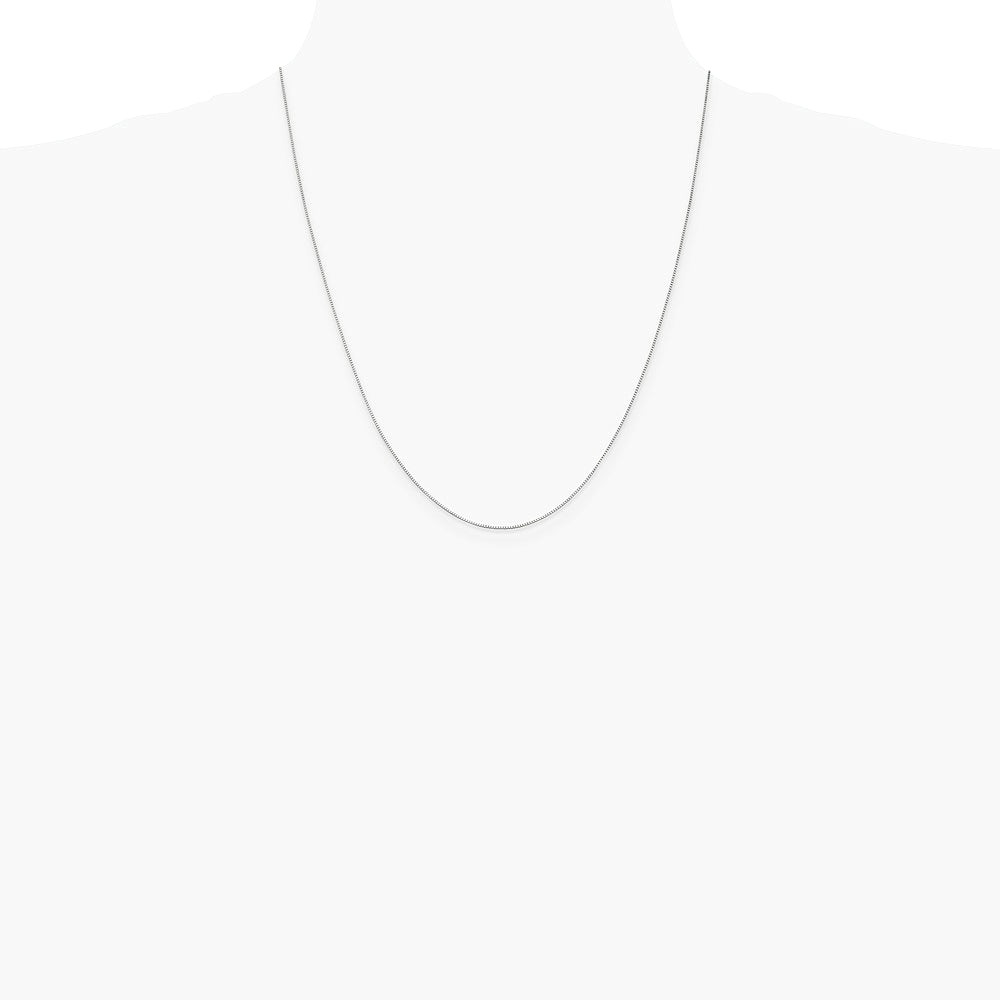 14K White Gold .7mm Box with Lobster Clasp Chain Necklace 16"-30" - Product Photo