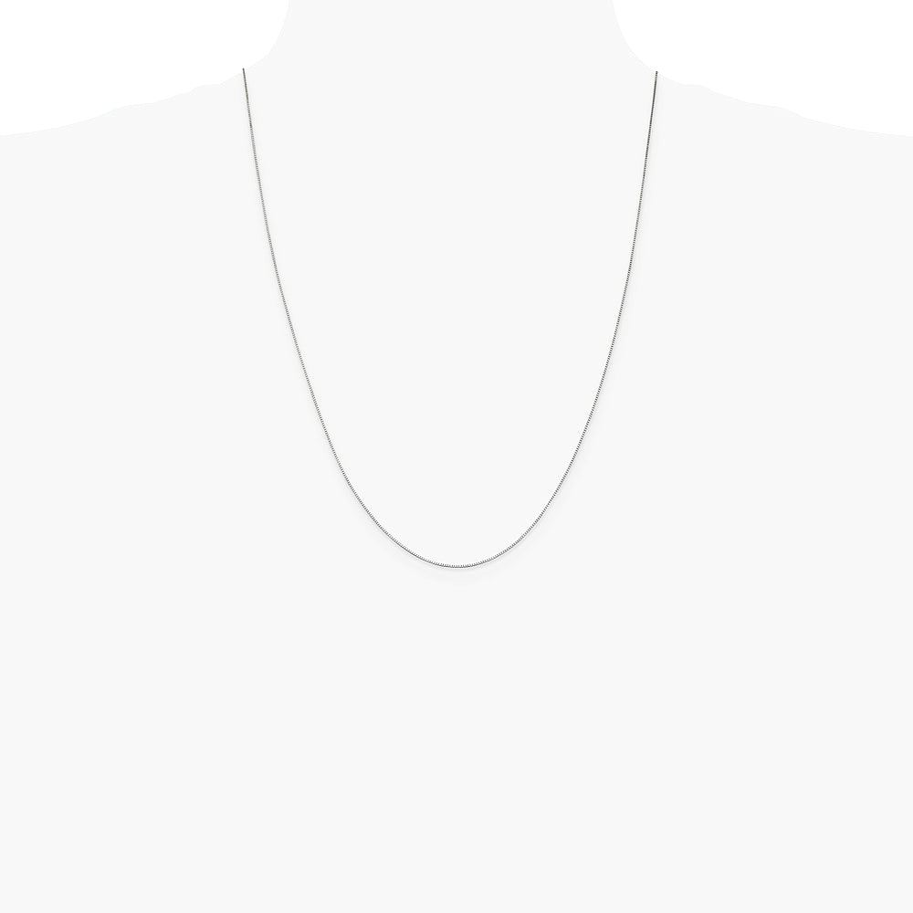 14K White Gold .7mm Box with Lobster Clasp Chain Necklace 16"-30" - Product Photo