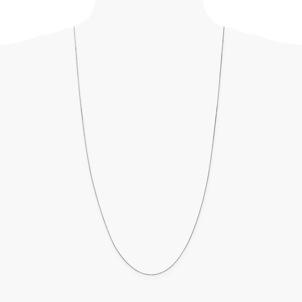 14K White Gold .7mm Box with Lobster Clasp Chain Necklace 16"-30" - Product Photo