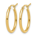 14K Yellow Gold 2x20mm Polished Hoop Earrings - Product Photo