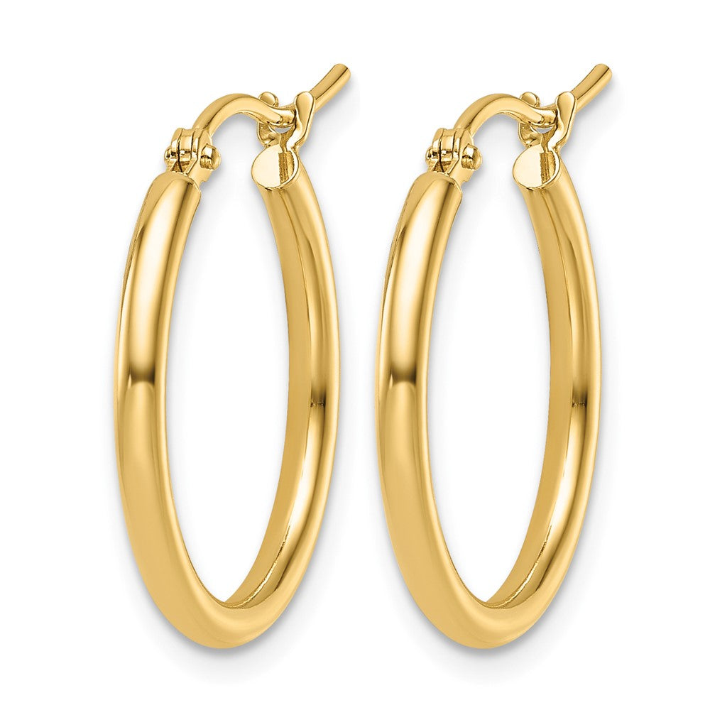 14K Yellow Gold 2x20mm Polished Hoop Earrings - Product Photo