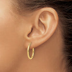 14K Yellow Gold 2x20mm Polished Hoop Earrings - Product Photo