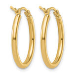 14K Yellow Gold 2x20mm Polished Hoop Earrings - Product Photo